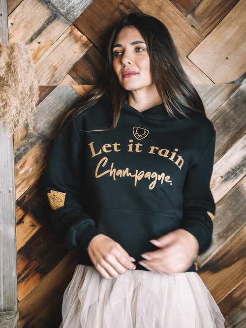 Cropped Hoodie "Let It Rain Champagne"
