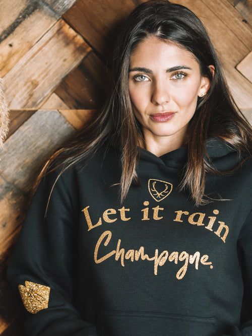 Cropped Hoodie "Let It Rain Champagne"