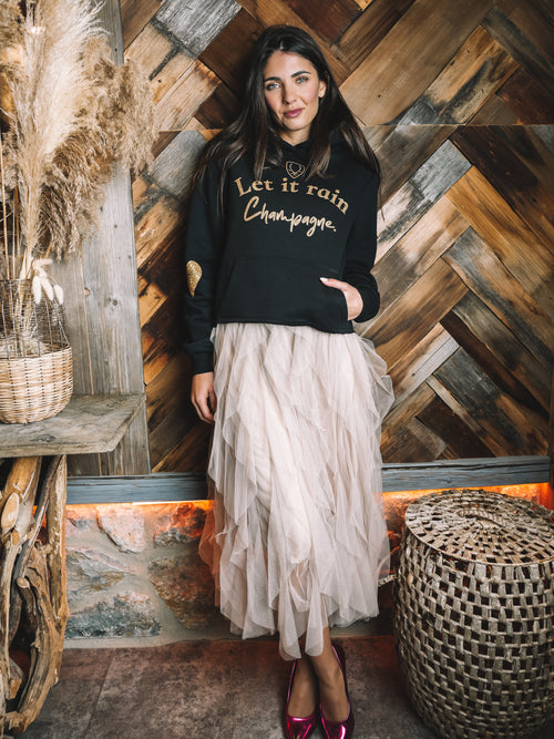 Cropped Hoodie "Let It Rain Champagne"
