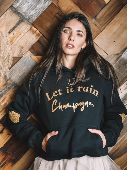 Cropped Hoodie "Let It Rain Champagne"
