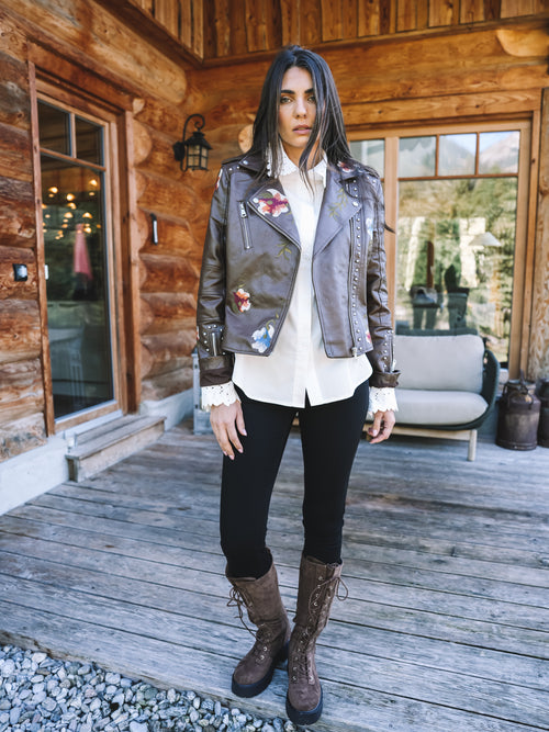 Lederjacke "Flower Rebel"