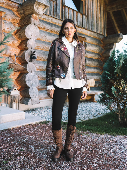 Lederjacke "Flower Rebel"