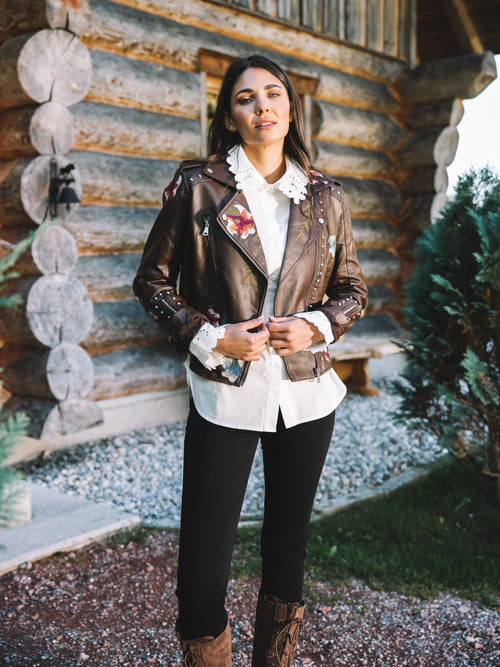 Lederjacke "Flower Rebel"