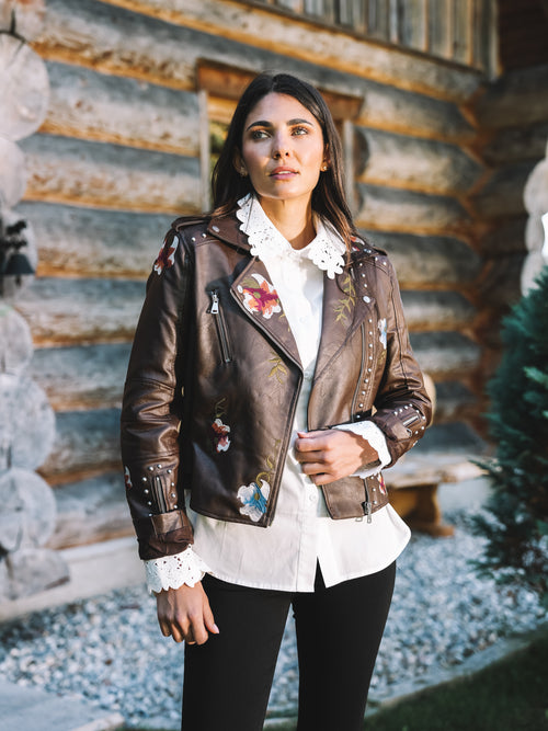 Lederjacke "Flower Rebel"