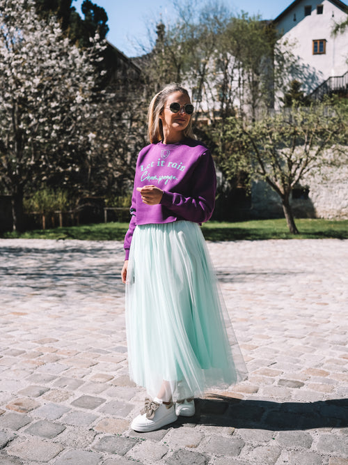 Boxy Pulli „Let it rain Champagne“