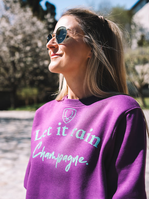Boxy Pulli „Let it rain Champagne“