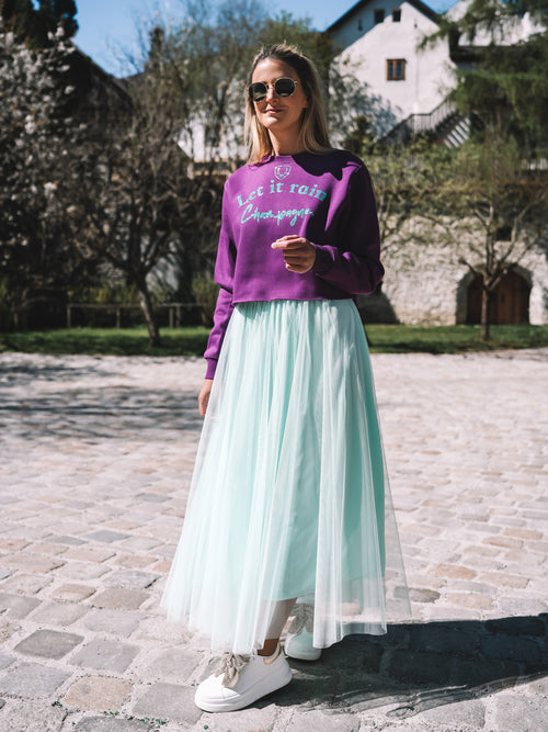 Boxy Pulli „Let it rain Champagne“