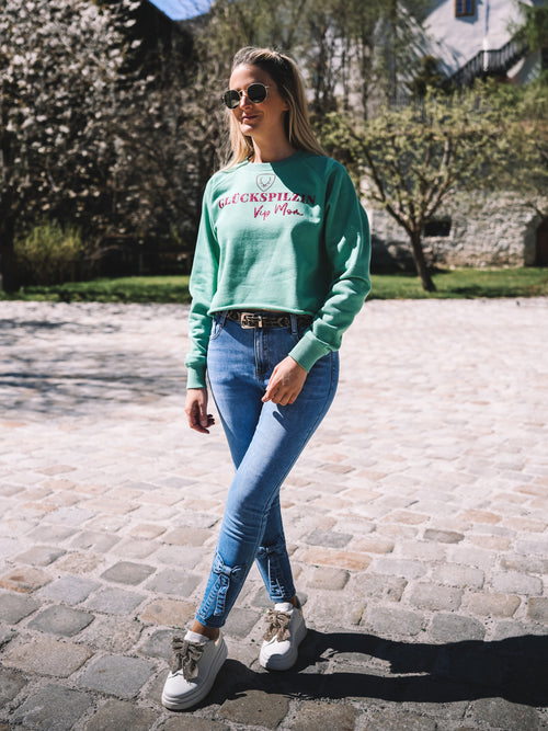 Boxy Pulli „Glückspilzin“