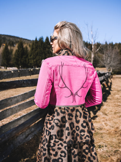 Jeansjacke „Pink Leopard“