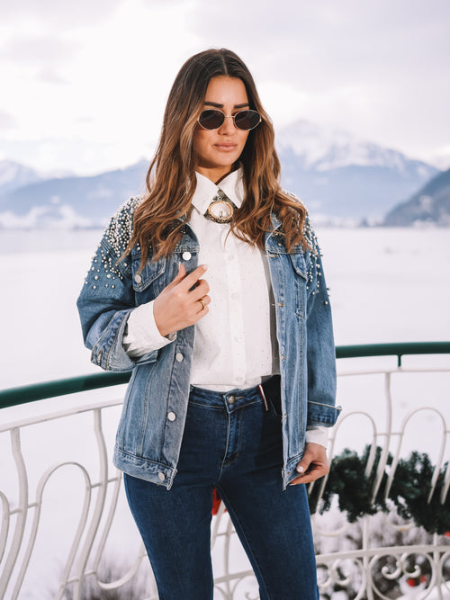 Oversized Jeansjacke "Pearl Attitude"