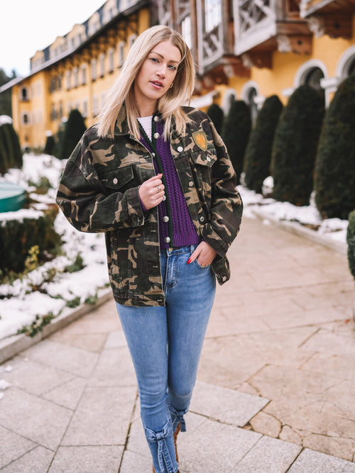 Jeansjacke „Let it rain Champagne“