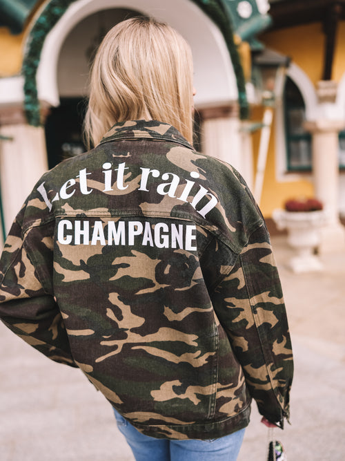 Jeansjacke „Let it rain Champagne“