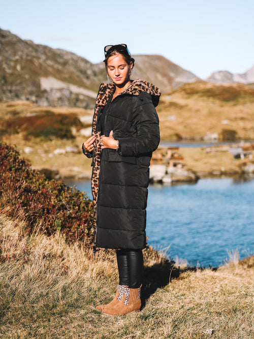 Wende-Puffermantel „Black Leo“