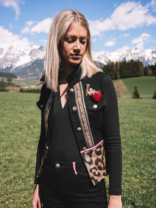 Jeansgilet „Bergleopard“