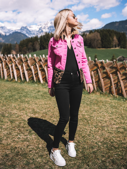 Jeansjacke „Pink Leopard“