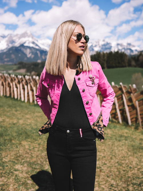 Jeansjacke „Pink Leopard“