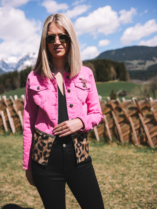 Jeansjacke „Pink Leopard“