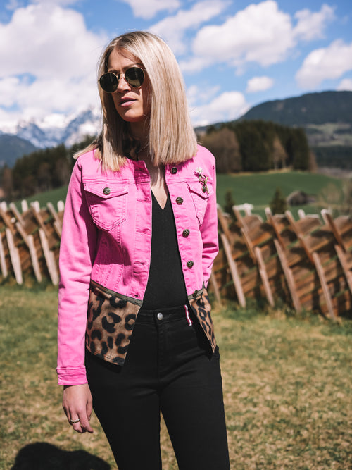 Jeansjacke „Pink Leopard“
