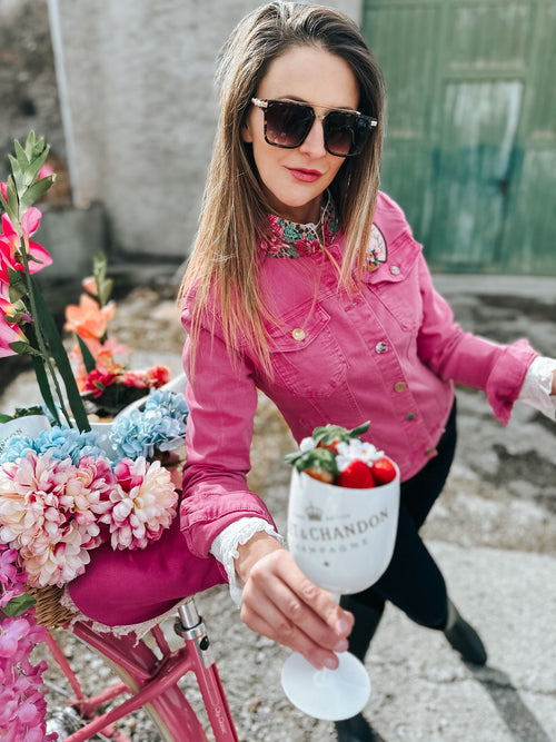 "Pink Blossom" Jeansjacke