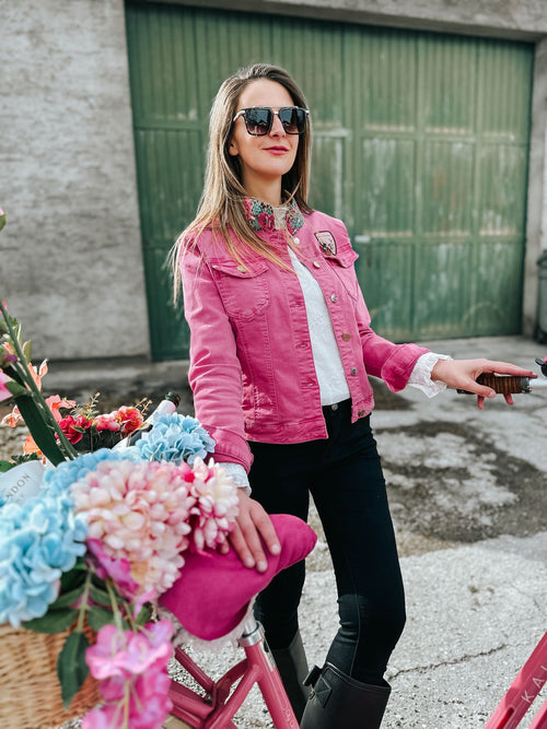 "Pink Blossom" Jeansjacke
