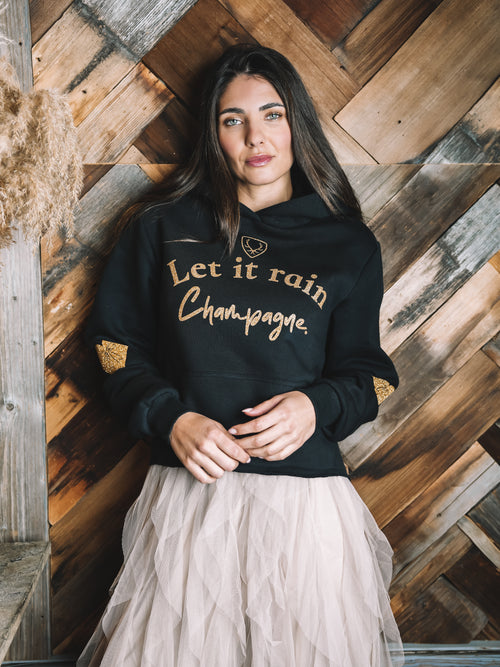 Cropped Hoodie "Let It Rain Champagne"