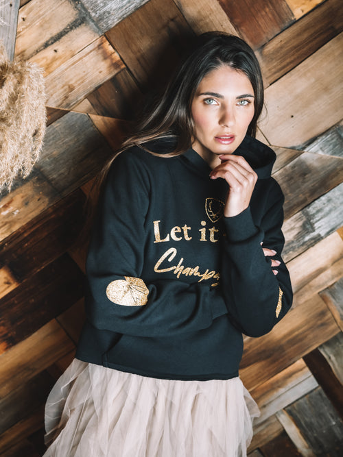 Cropped Hoodie "Let It Rain Champagne"