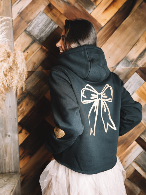 Cropped Hoodie "Let It Rain Champagne"