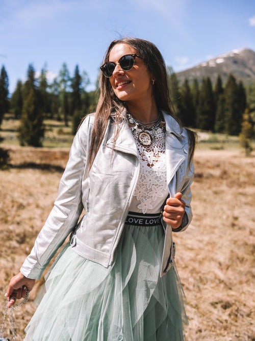Kunstlederjacke „Silver Glow“