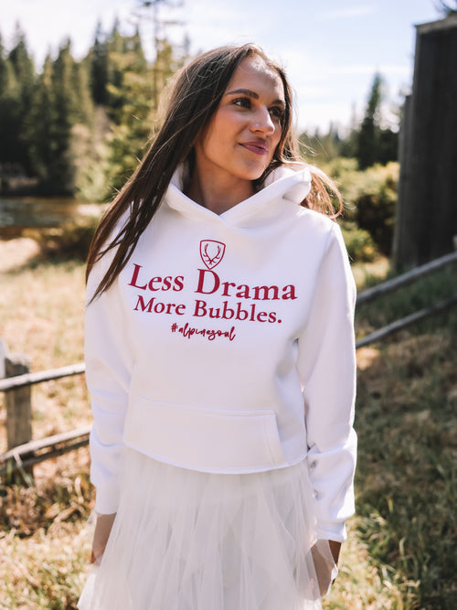 Cropped Hoodie „Less Drama More Bubbles“