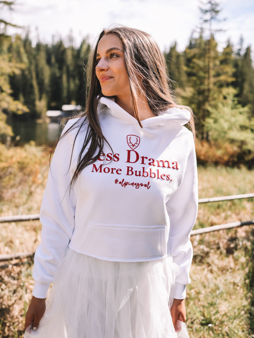 Cropped Hoodie „Less Drama More Bubbles“