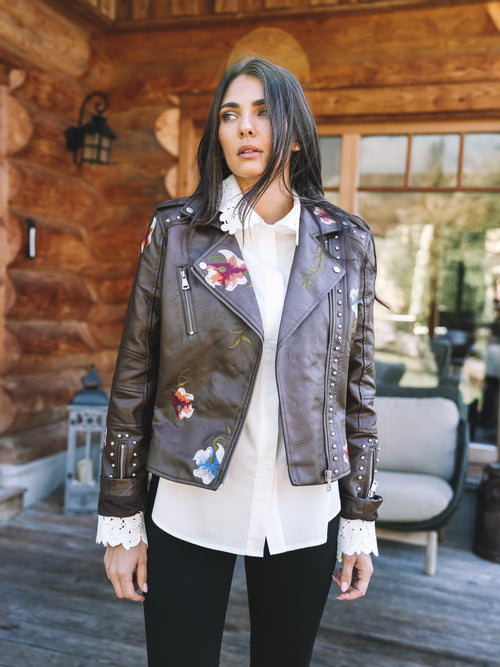 Lederjacke "Flower Rebel"