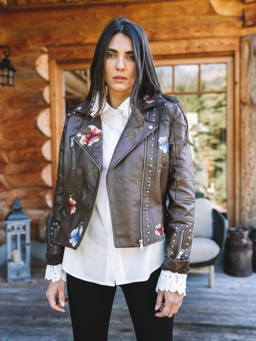 Lederjacke "Flower Rebel"