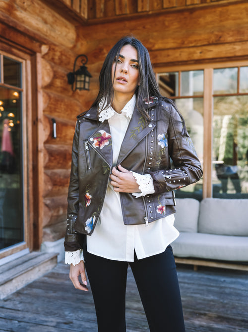 Lederjacke "Flower Rebel"