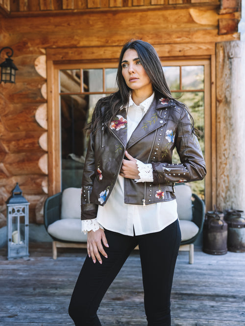 Lederjacke "Flower Rebel"