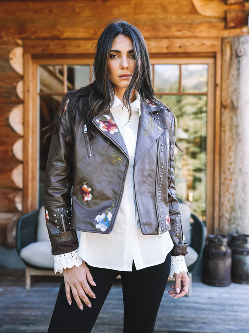 Lederjacke "Flower Rebel"