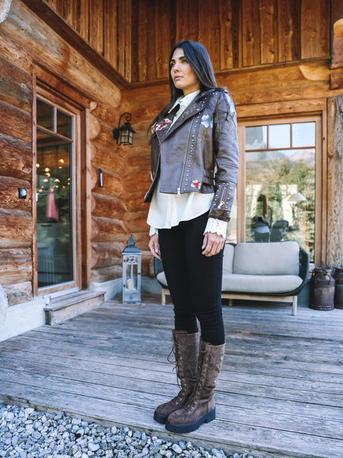 Lederjacke "Flower Rebel"