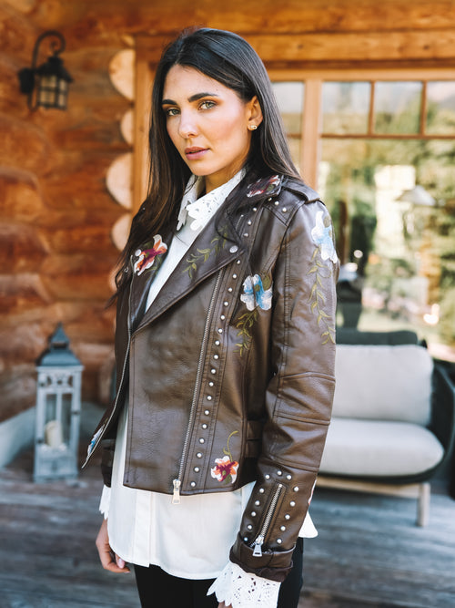 Lederjacke "Flower Rebel"