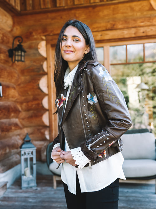 Lederjacke "Flower Rebel"