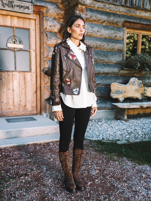 Lederjacke "Flower Rebel"
