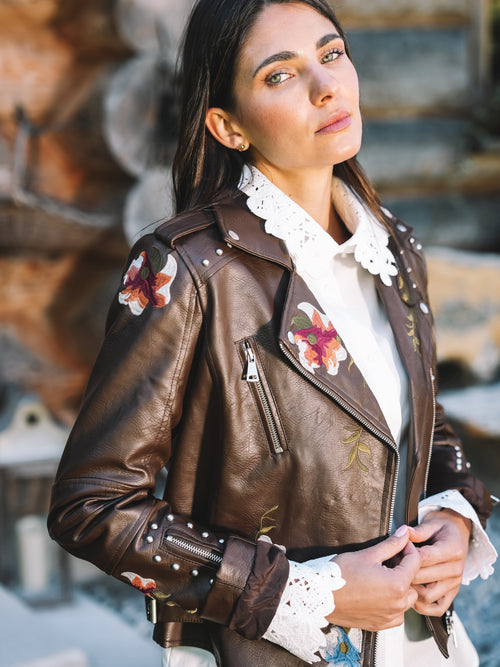 Lederjacke "Flower Rebel"