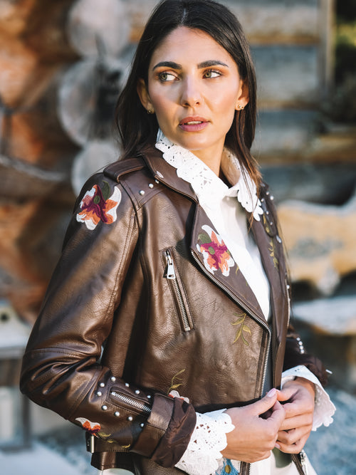 Lederjacke "Flower Rebel"