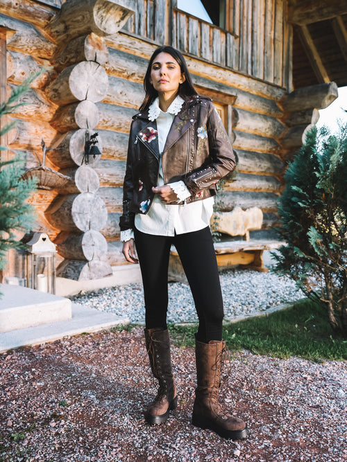 Lederjacke "Flower Rebel"
