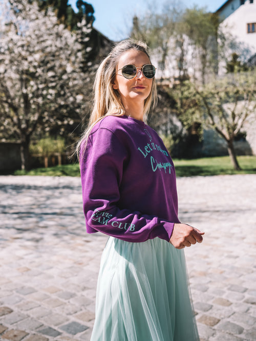 Boxy Pulli „Let it rain Champagne“