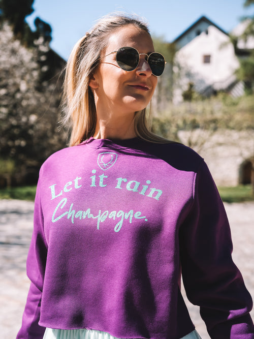 Boxy Pulli „Let it rain Champagne“
