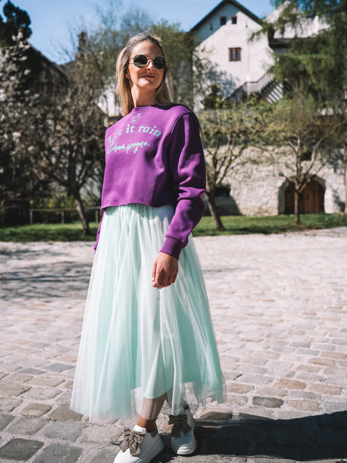Boxy Pulli „Let it rain Champagne“