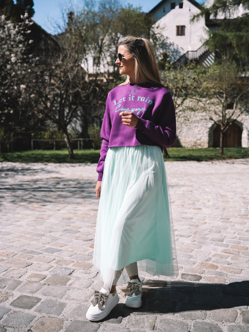 Boxy Pulli „Let it rain Champagne“