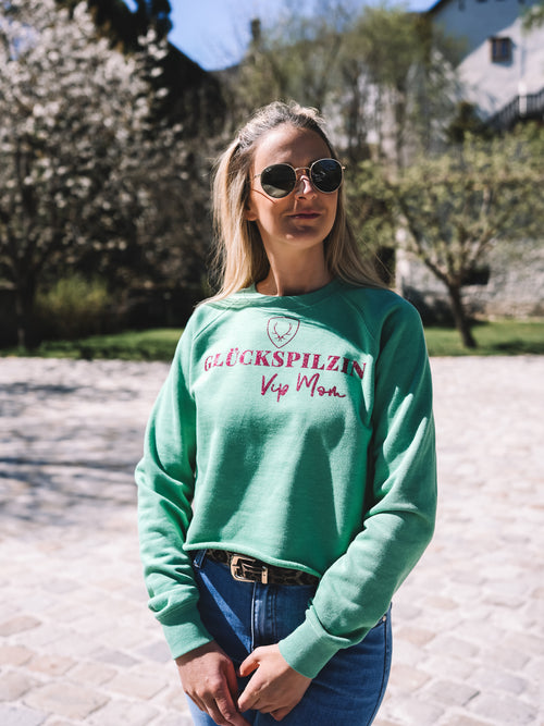 Boxy Pulli „Glückspilzin“