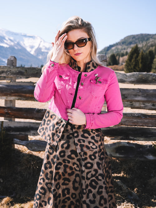Jeansjacke „Pink Leopard“