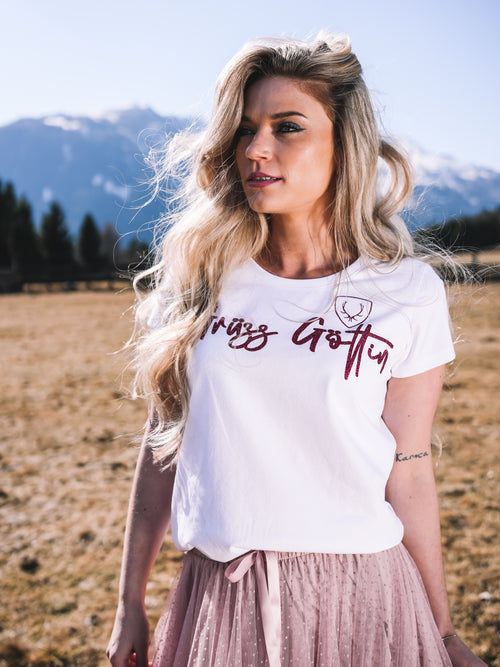T-Shirt „Grüss Göttin“ - pink/glitzer