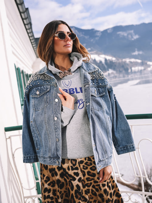 Oversized Jeansjacke "Pearl Attitude"